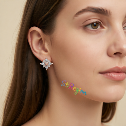 Cubic Zirconia & Crystal Snowflake Stud Earrings