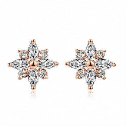 Cubic Zirconia & Crystal Snowflake Stud Earrings