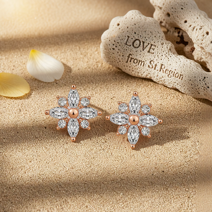 Cubic Zirconia & Crystal Snowflake Stud Earrings