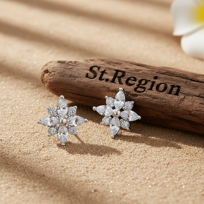 Clear Crystal & Cubic Zirconia Silver-Plated Snowflake Stud Earring - Street Region