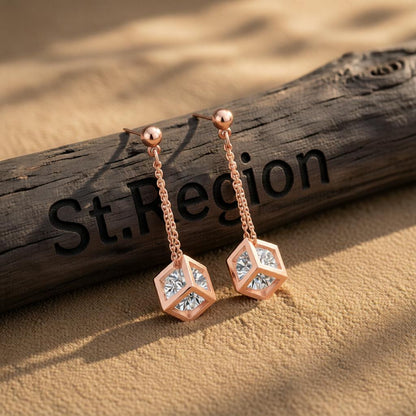 Crystal & 18K Rose Gold-Plated Caged Drop Earrings