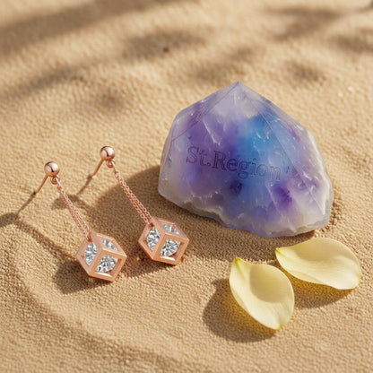 Crystal & 18K Rose Gold-Plated Caged Drop Earrings