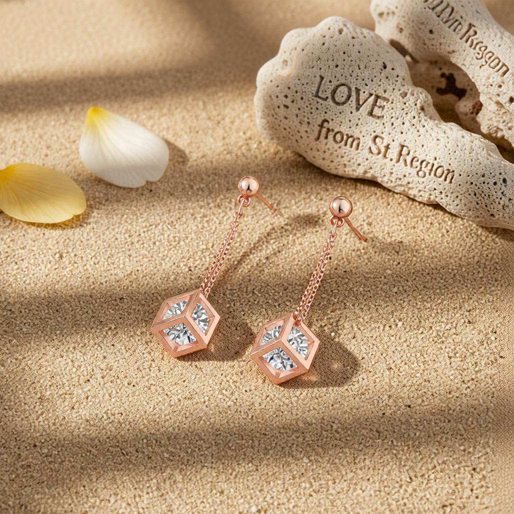 Crystal & 18K Rose Gold-Plated Caged Drop Earrings