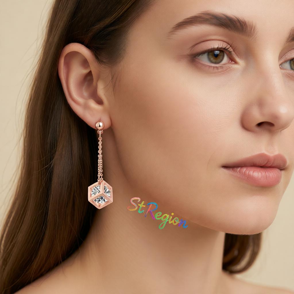 Crystal & 18K Rose Gold-Plated Caged Drop Earrings