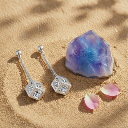 Crystal and Silver-Plated Caged Drop Earrings, silver drop earrings for women, vintage-inspired design, detail close-up
