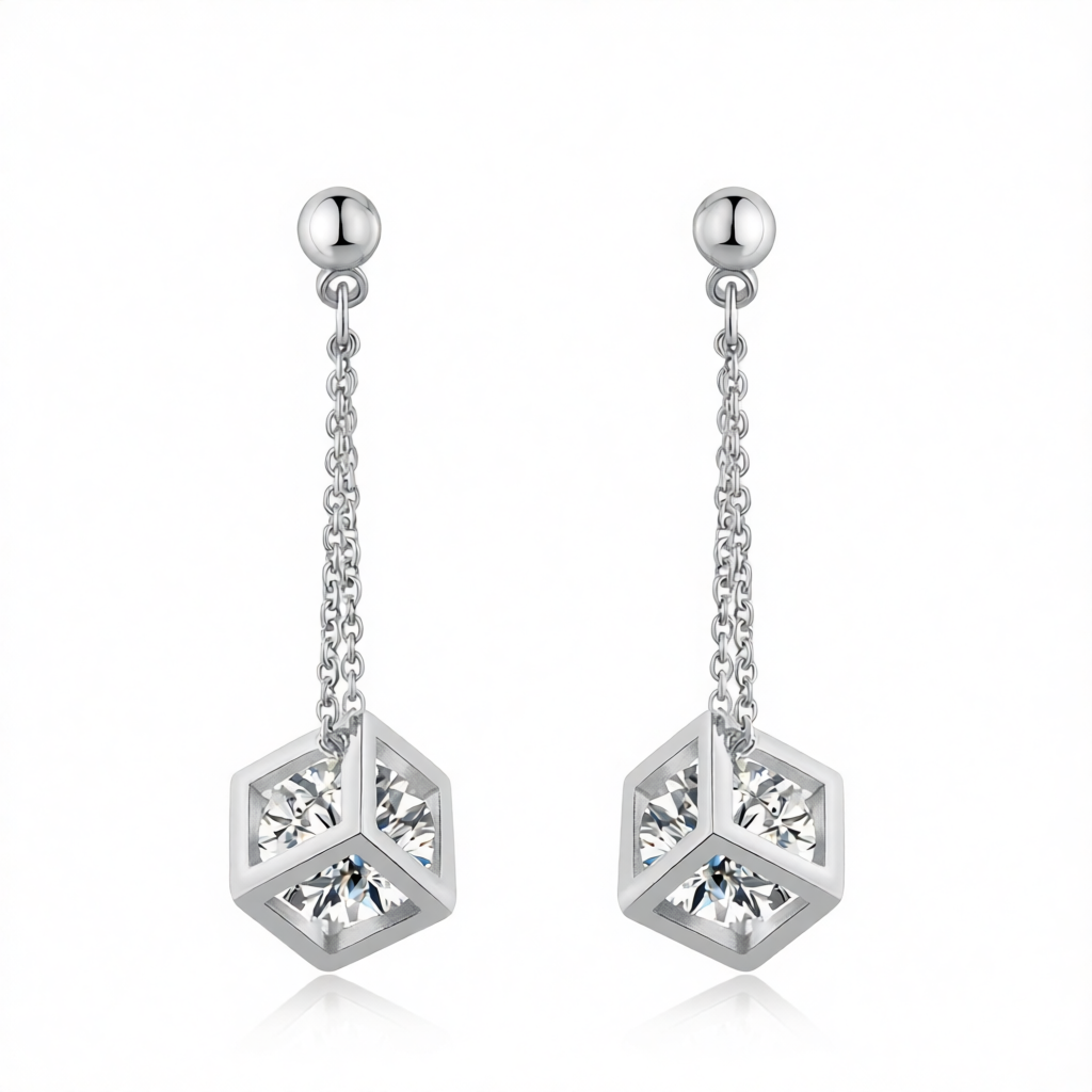 Crystal & Silver-Plated Caged Drop Earrings