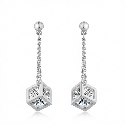 Crystal & Silver-Plated Caged Drop Earrings