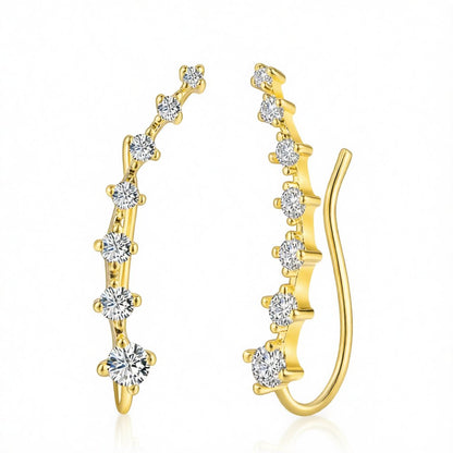 Cubic Zirconia and 18K Gold-Plated Ear Climbers, everyday style, side view