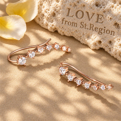 Cubic Zirconia and 18K Rose Gold-Plated Ear Climbers, vintage-inspired design, lifestyle look