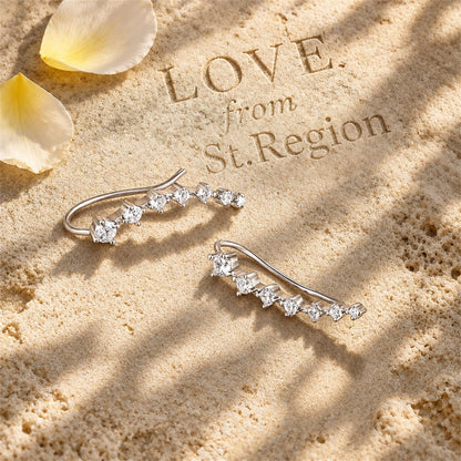 Cubic Zirconia and Silver-Plated Ear Climbers, botanical inspired, lifestyle look