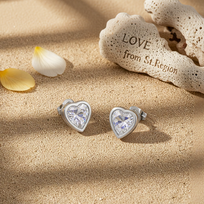 Crystal & Silver-Plated Heart Stud Earrings
