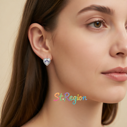 Crystal & Silver-Plated Heart Stud Earrings
