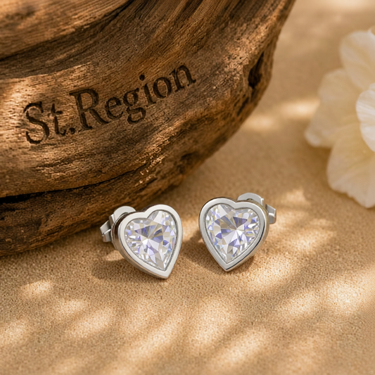 Crystal & Silver-Plated Heart Stud Earrings