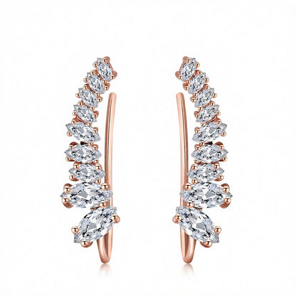 Marquise Crystal and 18K Gold-Plated Ear Climbers, dainty minimalist design, side view