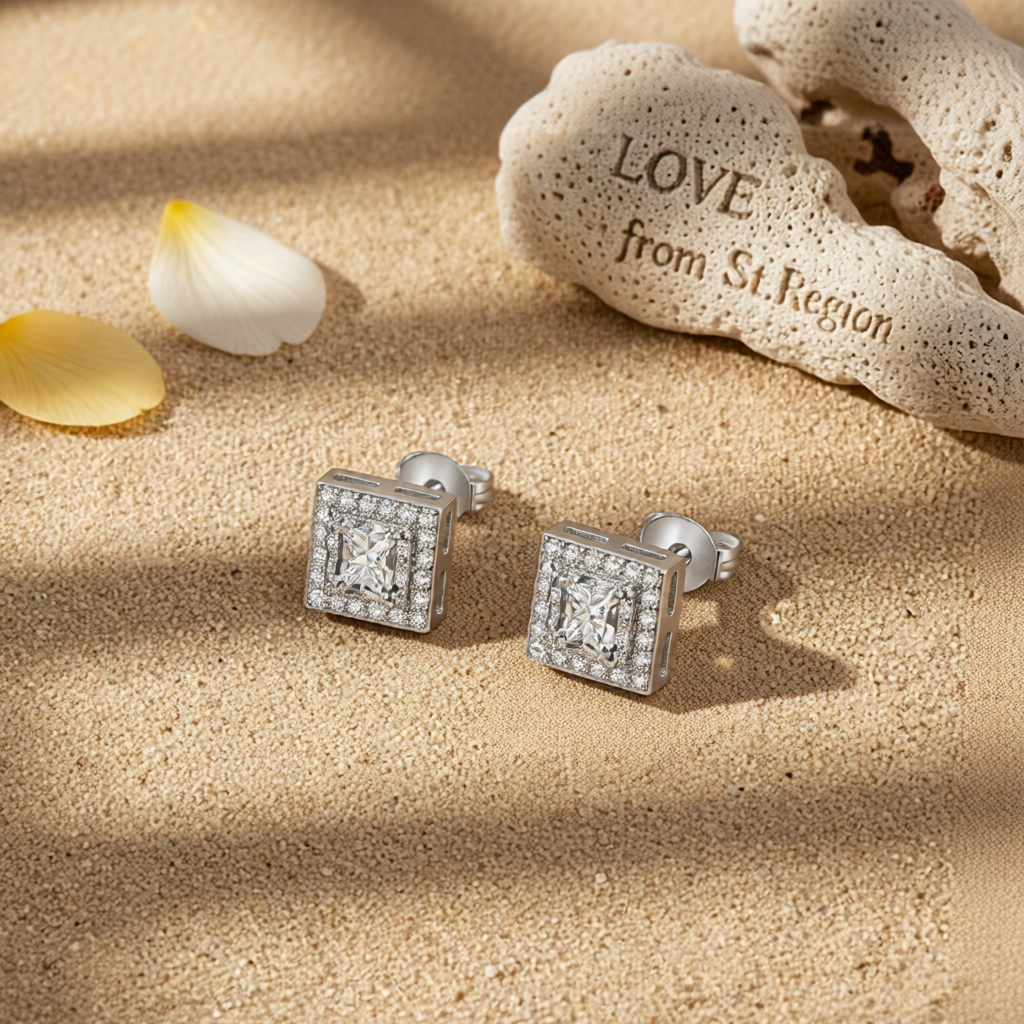 Crystal & Cubic Zirconia Hola Square Stud Earrings