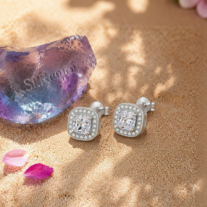 Crystal & Cubic Zirconia Hola Cushion Stud Earrings