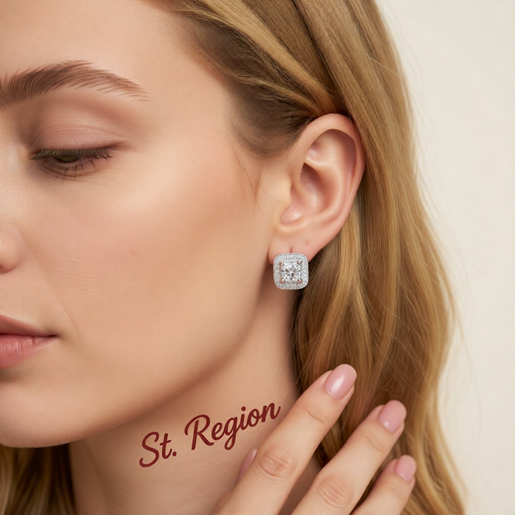 Crystal & Cubic Zirconia Hola Cushion Stud Earrings