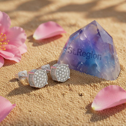 Clear Cubic Zirconia & Silver-Plated Round Pavé Stud Earrings