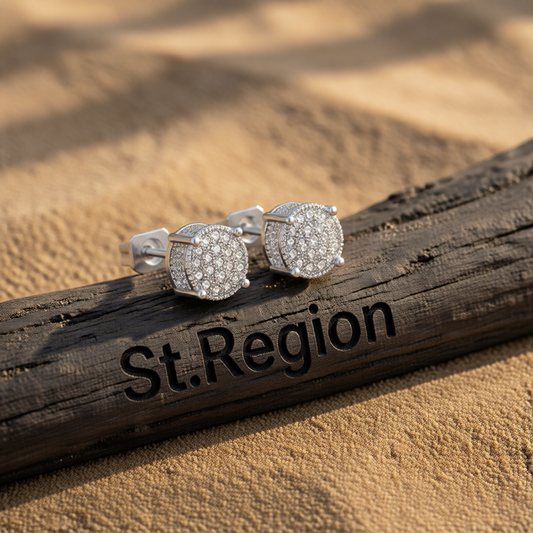 Clear Cubic Zirconia & Silver-Plated Round Pavé Stud Earrings