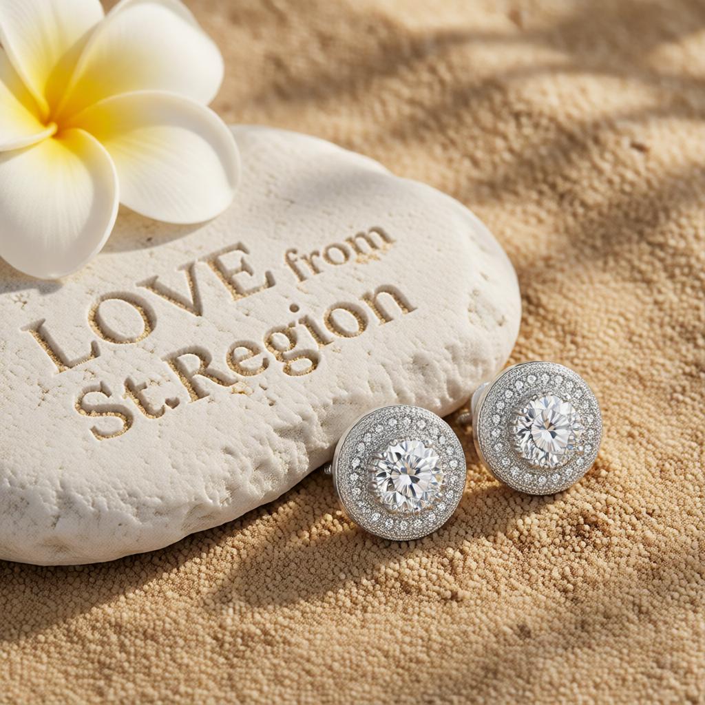 Clear Cubic Zirconia & Crystal Halo Round Stud Earrings