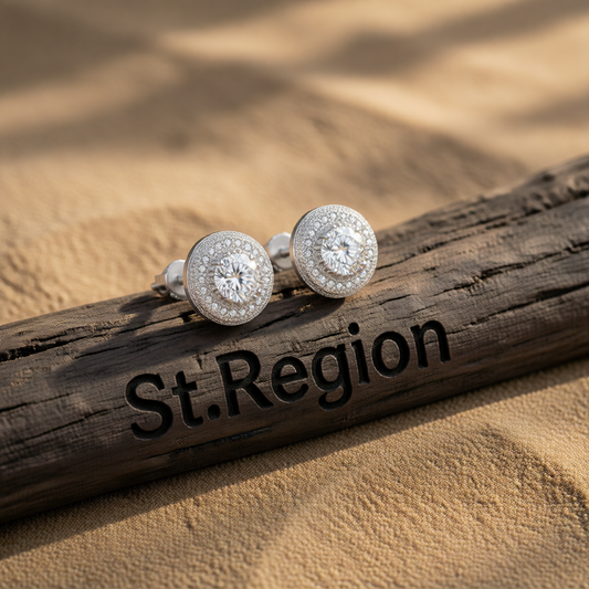 Clear Cubic Zirconia & Crystal Halo Round Stud Earrings