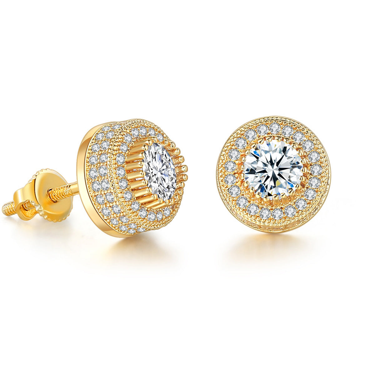 Cubic Zirconia & Crystal 18K Gold-Plated Tiered Round Stud Earrings