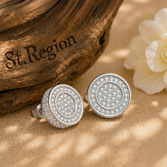 Cubic Zirconia & Silver-Plated Pavé Round Stud Earrings