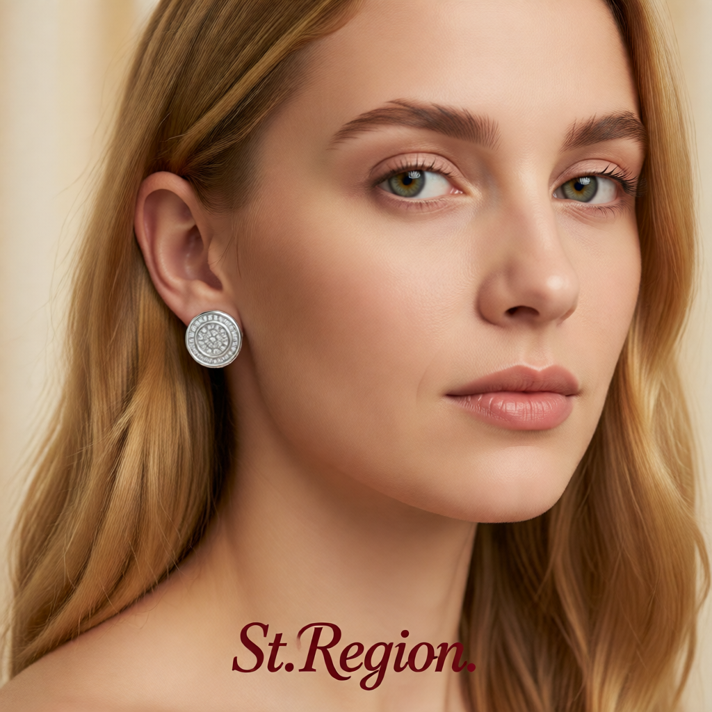 Cubic Zirconia & Silver-Plated Pavé Round Stud Earrings