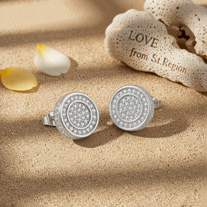 Cubic Zirconia & Silver-Plated Pavé Round Stud Earrings