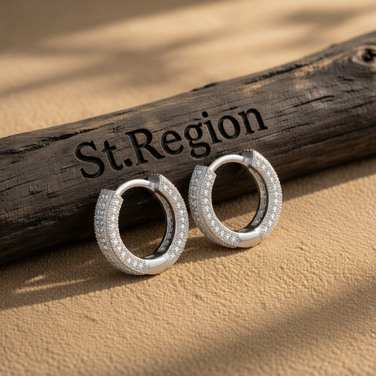 Cubic Zirconia & Silver-Plated Huggie Earrings