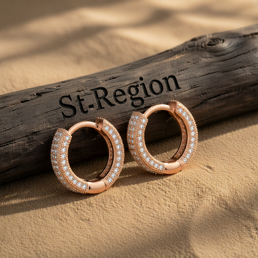 Cubic Zirconia & 18K Rose Gold-Plated Huggie Earrings