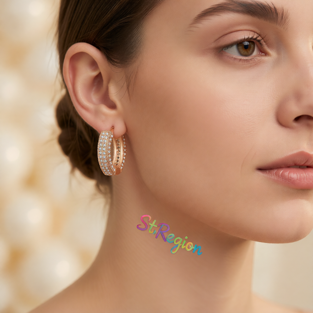 Cubic Zirconia & 18K Rose Gold-Plated Huggie Earrings