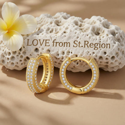 Cubic Zirconia and 18K Gold-Plated Huggie Earrings, gold huggie earrings, everyday style, lifestyle look
