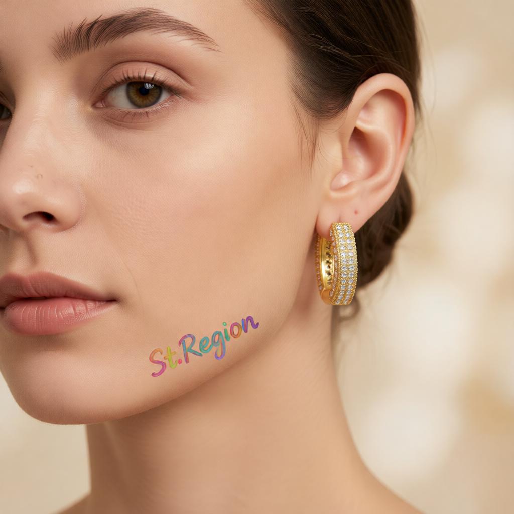 Cubic Zirconia and 18K Gold-Plated Huggie Earrings, gold huggie earrings, everyday style, styled look