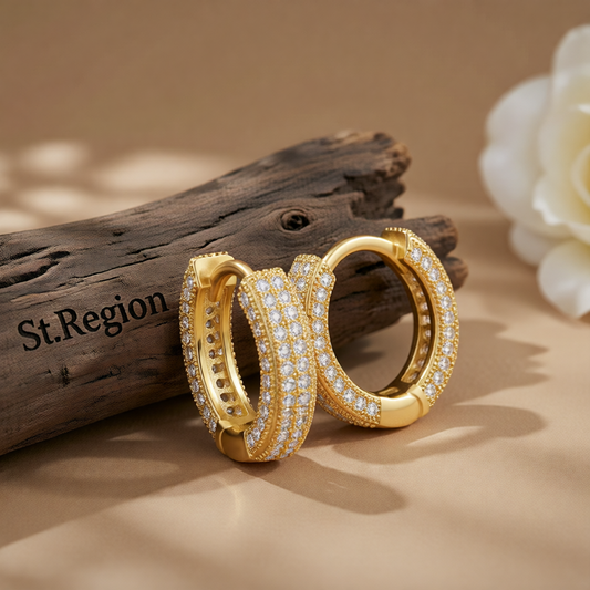 Cubic Zirconia & 18K Gold-Plated Huggie Earrings