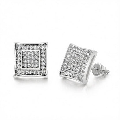 Cubic Zirconia and Silver-Plated Square Stud Earrings, cubic zirconia stud earrings for women, side view