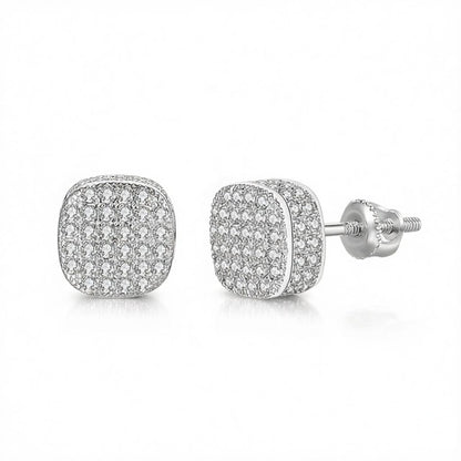 Cubic Zirconia & Silver-Plated Cushion Stud Earrings