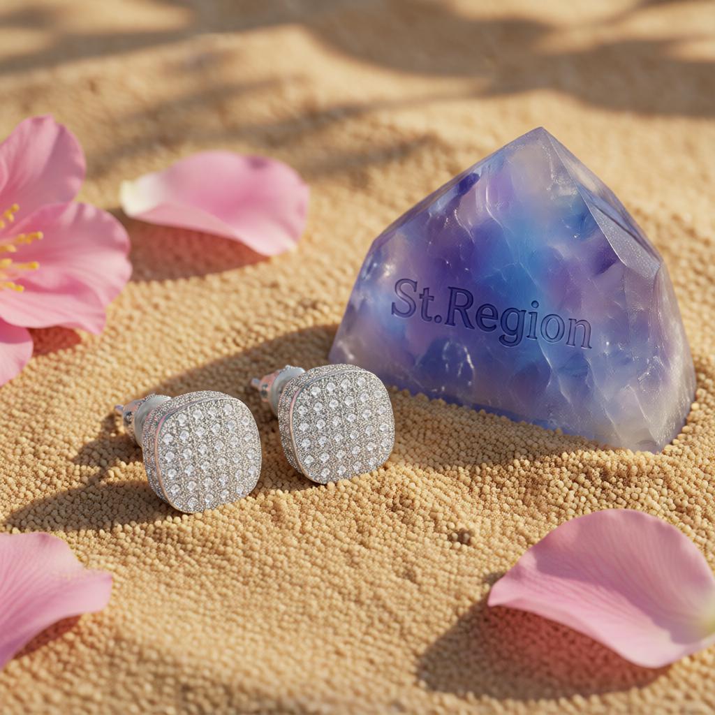 Cubic Zirconia & Silver-Plated Cushion Stud Earrings