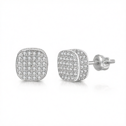 Cubic Zirconia & Silver-Plated Cushion Stud Earrings