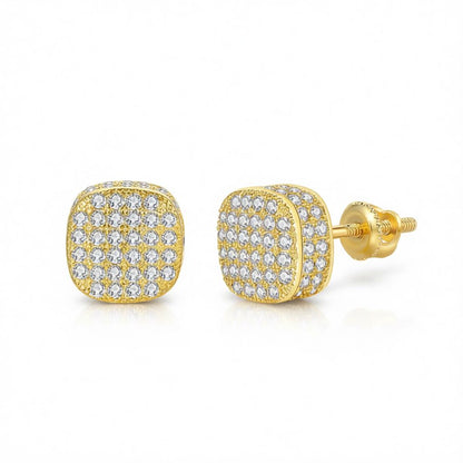 Cubic Zirconia and 18K Gold-Plated Cushion Stud Earrings, cubic zirconia stud earrings for women, side view