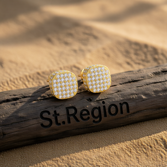Cubic Zirconia & 18K Gold-Plated Cushion Stud Earrings