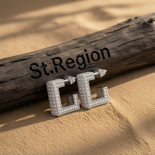 Cubic Zirconia & Silver-Plated Square Huggie Earrings
