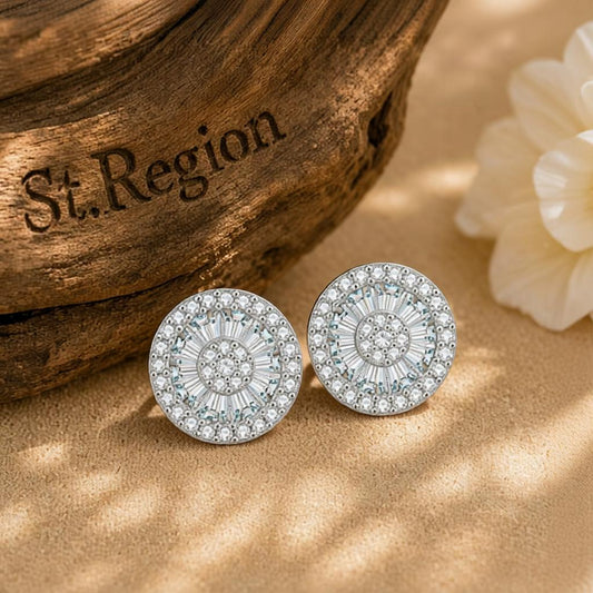 Cubic Zirconia & Crystal Round Stud Earrings