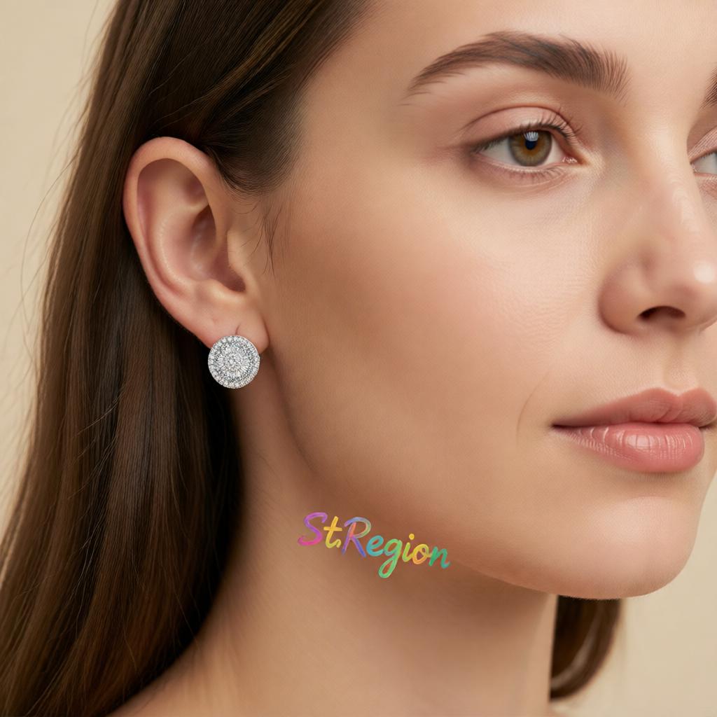 Cubic Zirconia and Crystal Round Stud Earrings, stud earrings for women, dainty minimalist design, styled look