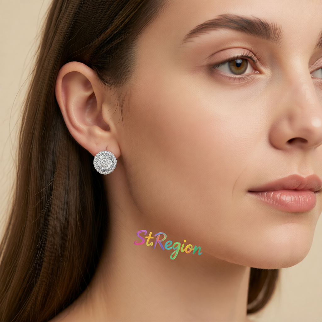 Cubic Zirconia & Crystal Round Stud Earrings