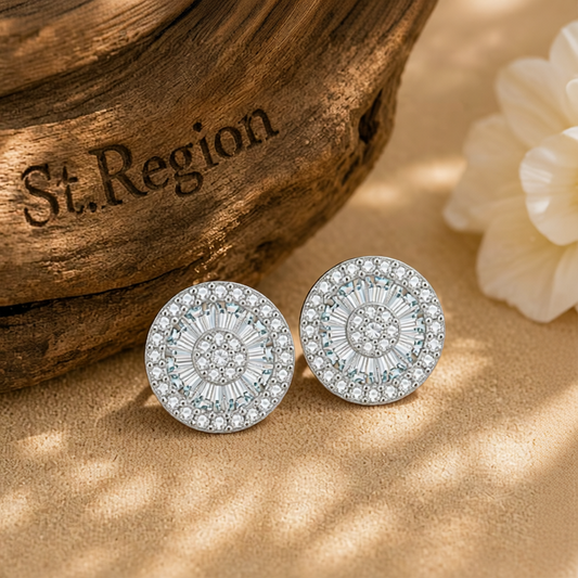 Cubic Zirconia & Crystal Round Stud Earrings