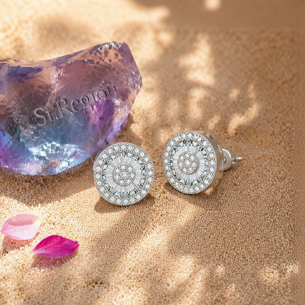 Cubic Zirconia & Crystal Round Stud Earrings