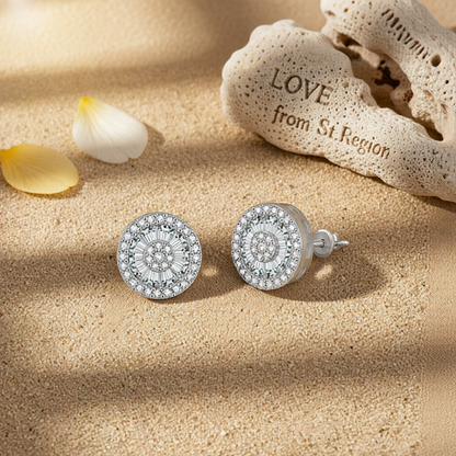 Cubic Zirconia & Crystal Round Stud Earrings