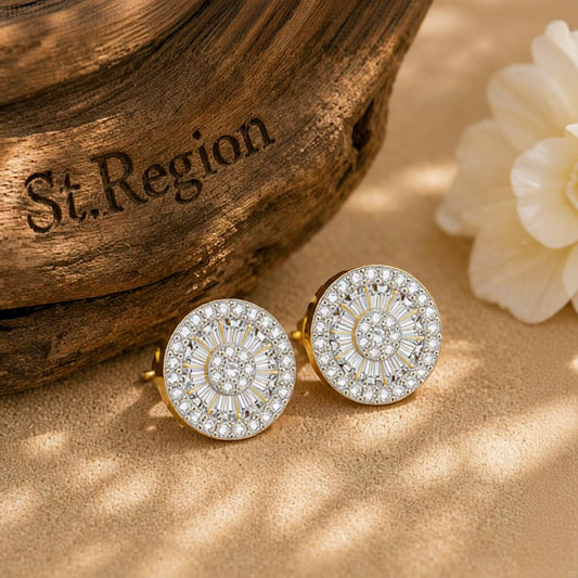 Crystal & Cubic Zirconia Round Stud Earrings