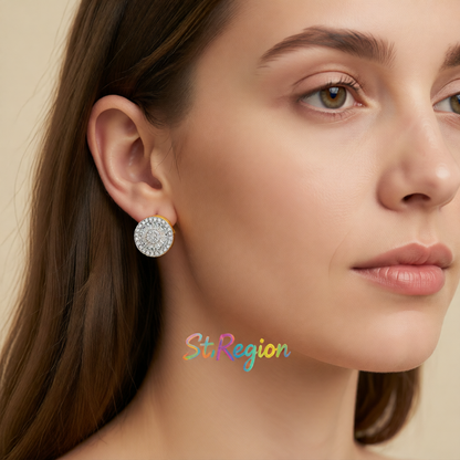 Crystal & Cubic Zirconia Round Stud Earrings